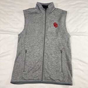 Southern Tide Baybrook Vest Mens Size S Heathered Gray OU Sooners Logo Full Zip